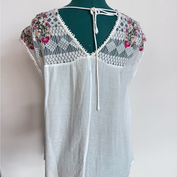 Ranna Gill White and Pink Embellished Blouse with Bib Collar - Picture 2 of 5